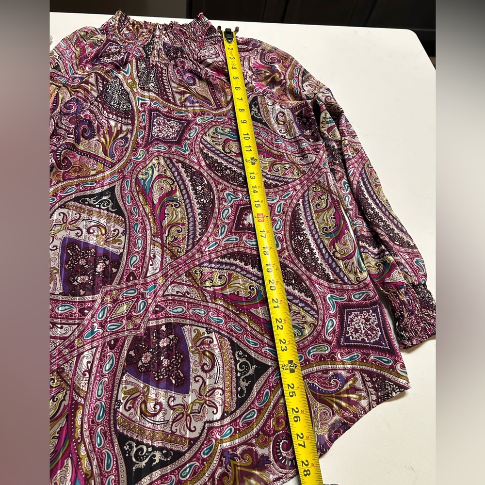 Chico’s Blouse Purple Long Sleeve Top 0 Fits Flowy - Picture 6 of 11
